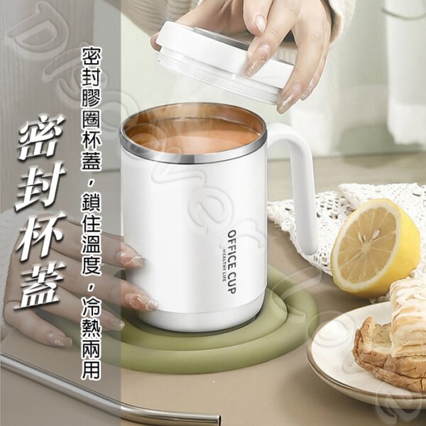 304不鏽鋼 保溫馬克杯【送吸管】咖啡杯  500ml隨身杯 超商大杯咖啡杯 304不鏽鋼杯 隨行杯 馬克杯附蓋 保溫杯 吸管杯 大容量 磨砂外層 茶杯 水杯 保溫保冰 帶蓋 環保杯 便攜 白/灰/紫：圖片 4
