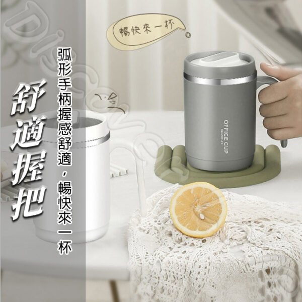 304不鏽鋼 保溫馬克杯【送吸管】咖啡杯  500ml隨身杯 超商大杯咖啡杯 304不鏽鋼杯 隨行杯 馬克杯附蓋 保溫杯 吸管杯 大容量 磨砂外層 茶杯 水杯 保溫保冰 帶蓋 環保杯 便攜 白/灰/紫：圖片 5