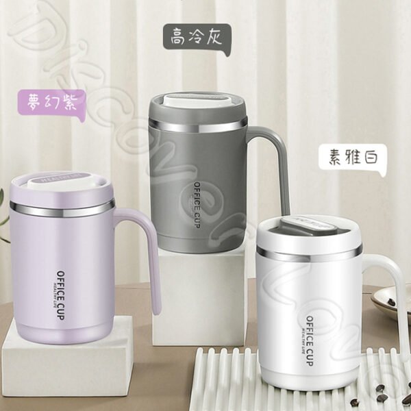 304不鏽鋼 保溫馬克杯【送吸管】咖啡杯  500ml隨身杯 超商大杯咖啡杯 304不鏽鋼杯 隨行杯 馬克杯附蓋 保溫杯 吸管杯 大容量 磨砂外層 茶杯 水杯 保溫保冰 帶蓋 環保杯 便攜 白/灰/紫：圖片 8