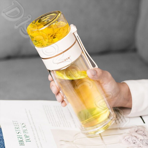 茶水分離 泡茶杯 雙層玻璃隔熱 泡茶杯 茶水分離杯 玻璃泡茶杯 保溫泡茶杯 隨身茶壺 隨身茶杯 濾茶杯 濾茶網 冷泡茶 綠茶 泡茶 冷泡茶 泡紅茶 紅茶：圖片 8