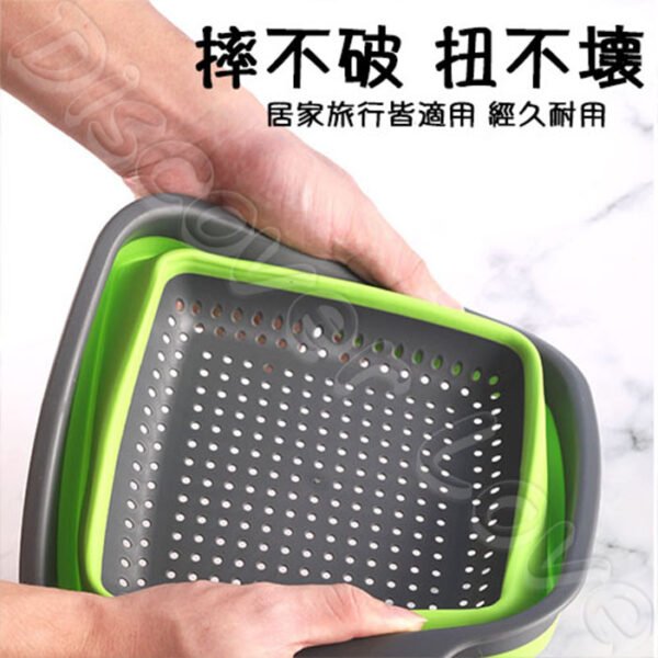 方形摺疊瀝水籃 洗菜籃 瀝水籃 可折疊濾水器 露營便攜：圖片 7